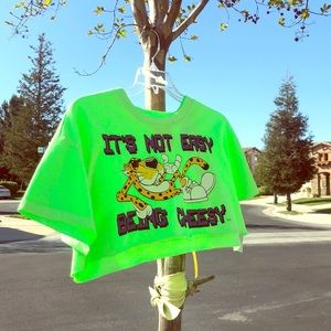 FOREVER21xHot Cheetos Lime Green Crop Top